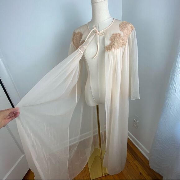 Vintage Deene Lingerie Sheer Kimono Maxi Duster Robe Fairy Whimsi Wicked Medium - Picture 10 of 15